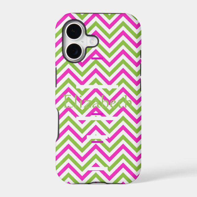 Personalised Zigzag Chevron Pattern Pink & White (Back)