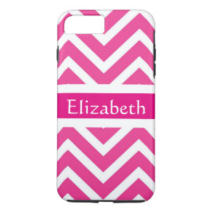 Personalised Zigzag Chevron Pattern Pink & White iPhone 8 Plus/7 Plus Case