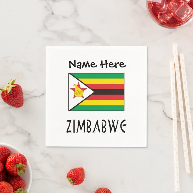 Personalised Zimbabwe Flag Napkin (Insitu)