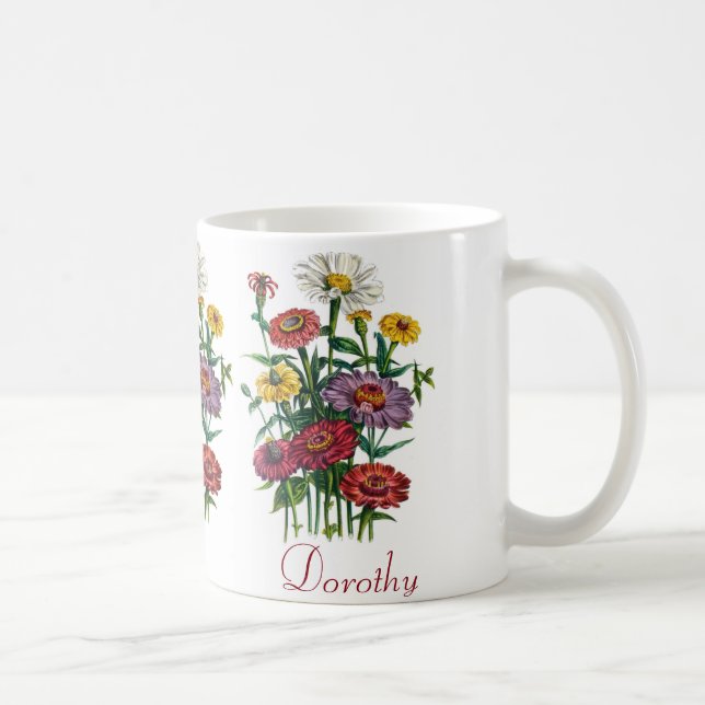 Personalised Zinnias Coffee Mug (Right)