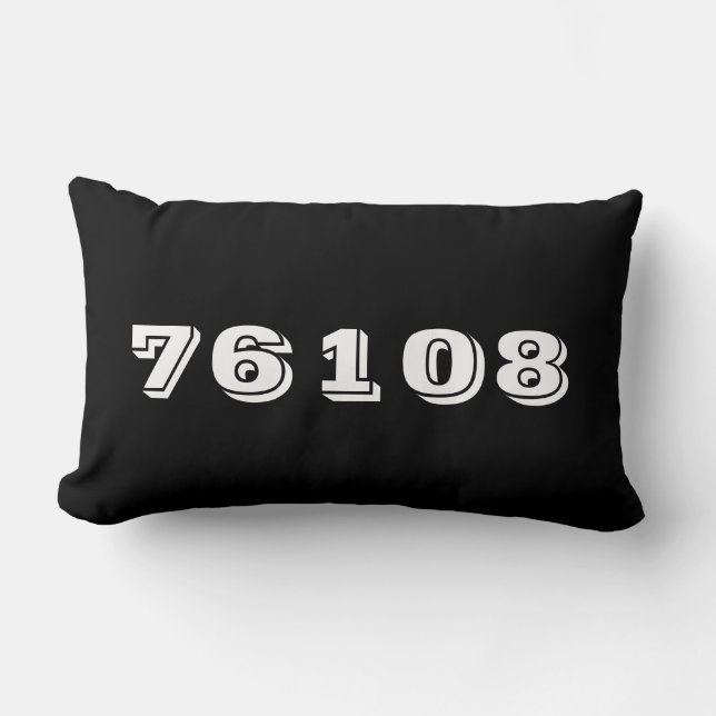 Personalised Zip Code Black Decor Throw Pillow (Front)