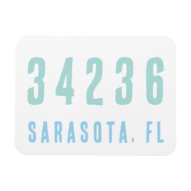 Personalised Zip Code, City, State | Coastal Blues Magnet (Horizontal)