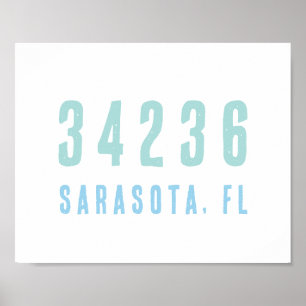Personalised Zip Code,City,State Coastal Blues Poster