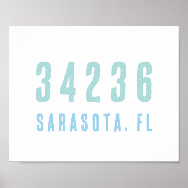 Personalised Zip Code,City,State Coastal Blues Poster (Front)