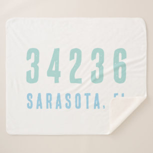 Personalised Zip Code,City,State Coastal Blues Sherpa Blanket