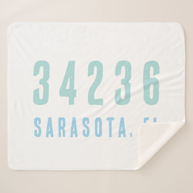 Personalised Zip Code,City,State Coastal Blues Sherpa Blanket (Front (Horizontal))