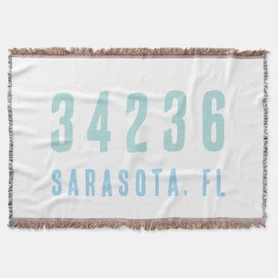 Personalised Zip Code,City,State Coastal Blues Throw Blanket