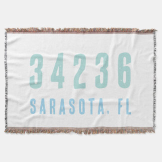 Personalised Zip Code,City,State Coastal Blues Throw Blanket