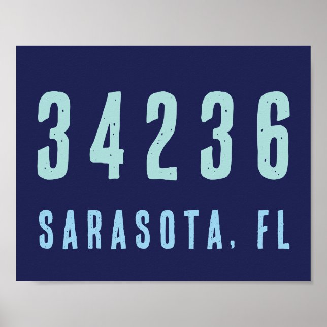 Personalised Zip Code, City, State | Navy Blue Poster (Front)
