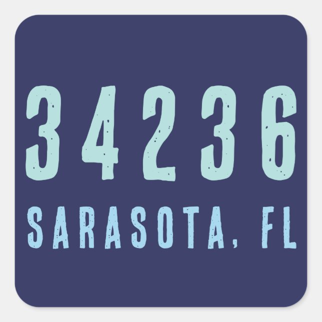 Personalised Zip Code, City, State | Navy Blue Square Sticker (Front)