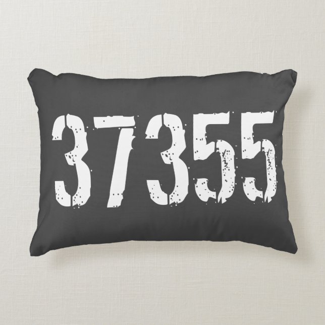 Personalised Zip Code Rustic Grey Pillow (Front)