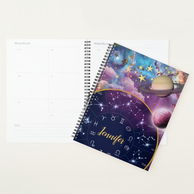 personalised zodiac constellation nebula planner (Display)