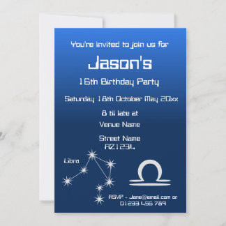 Personalised Zodiac Libra Galaxy Party Invitation