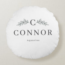 Personalised Zodiac Monogram Round Pillow