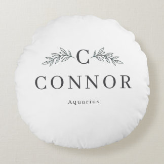 Personalised Zodiac Monogram Round Pillow