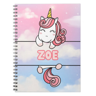 Personalised Zoe Unicorn Girlie Notebook
