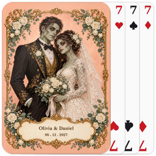 Personalised Zombie Bride and Groom Wedding Favour Playing Cards