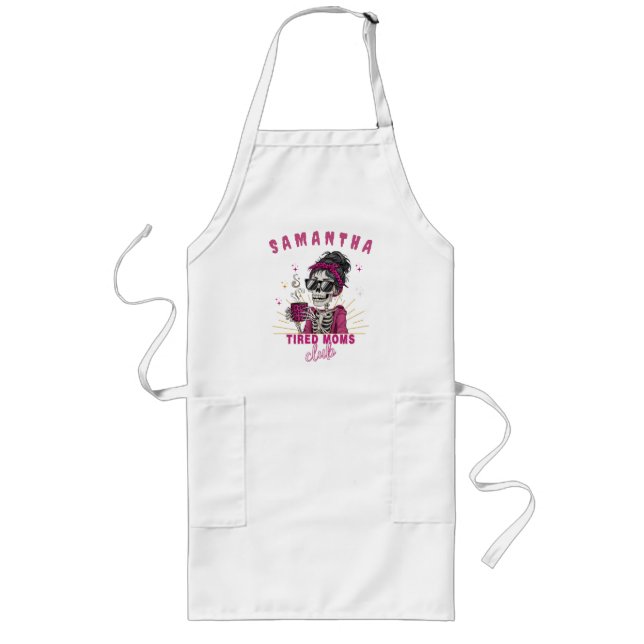 Personalised Zombie Coffee Tired Moms Club School Long Apron (Front)