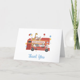 Personalised Zoo Cute Animals Baby Shower Thank You Card