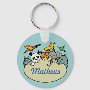 personalised zoo family animals key ring