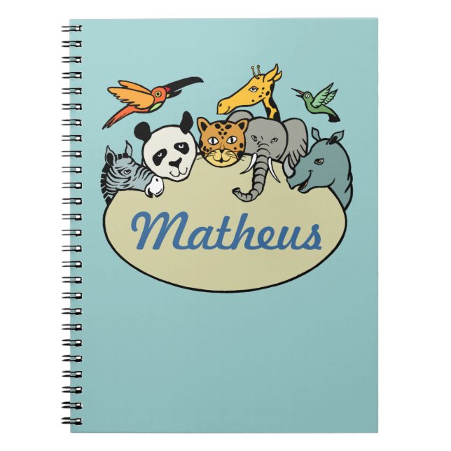 personalised zoo family animals notebook (Front)