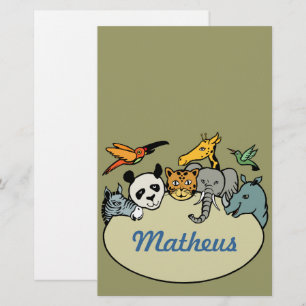 Personalised zoo family animals stationery