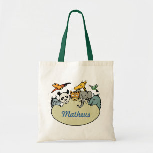 personalised zoo family animals tote bag