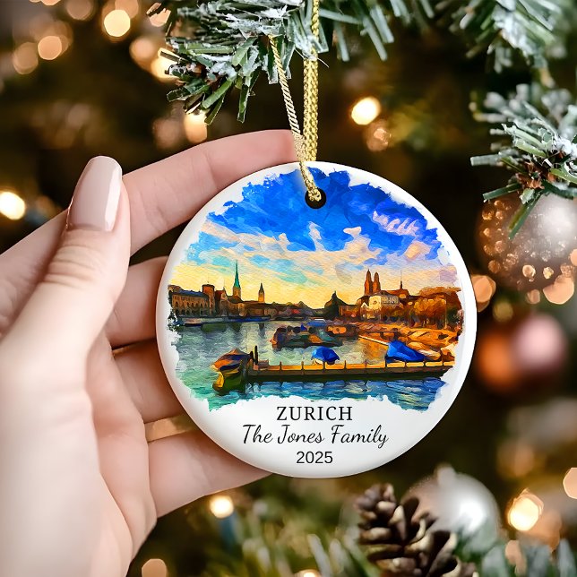 Personalised Zurich Ornament, Switzerland Gift Ceramic Ornament (Creator Uploaded)
