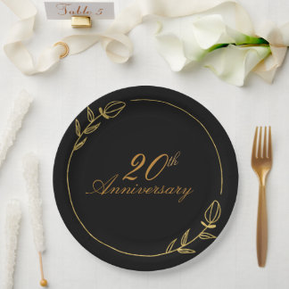 Personalises Anniversary with Golden Frame Paper Plate
