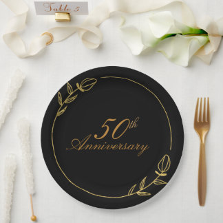 Personalises Anniversary with Golden Frame Paper Plate