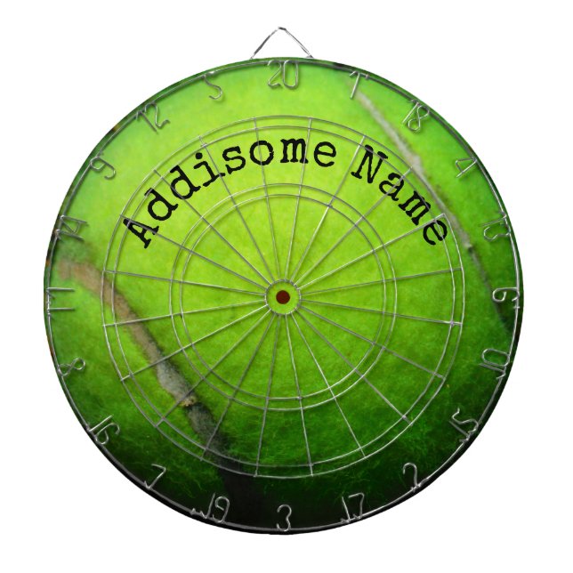 Personalises Monogrammed Yellow Tennis Ball Dartboard (Front)