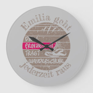 personalisierbar Name Prinzessin Wanderschuhe Large Clock