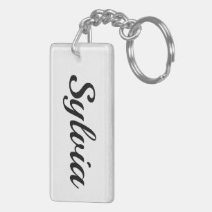 personalisierbar Vorname Sylvia schwarz weiß Key Ring