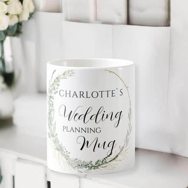 Personalisierbar- Wedding-Planning-Mug     Coffee Mug (Customer specific, floral "Wedding-Planning-Mug". Coffee Mug, with the name of the Bride..)