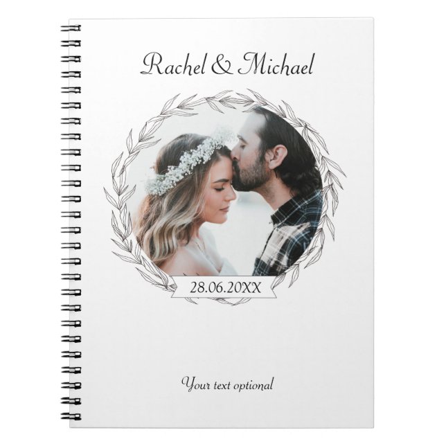 Personalisierbarer Foto Hochzeits notizblock Notebook (Front)