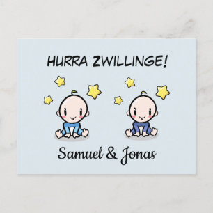 Personalisierte Glückwünsche zur Geburt Zwillinge, Postcard