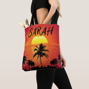 Personaliuzed TROPICAL SUNSET Shoulder Tote Bag