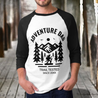 Personalizable 3/4 Black and White Adventure Dad T-Shirt