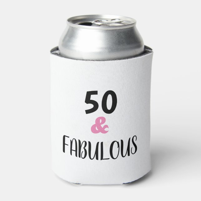 Personalizable 50 And Fabulous Text Birthday Party Can Cooler (Can Front)