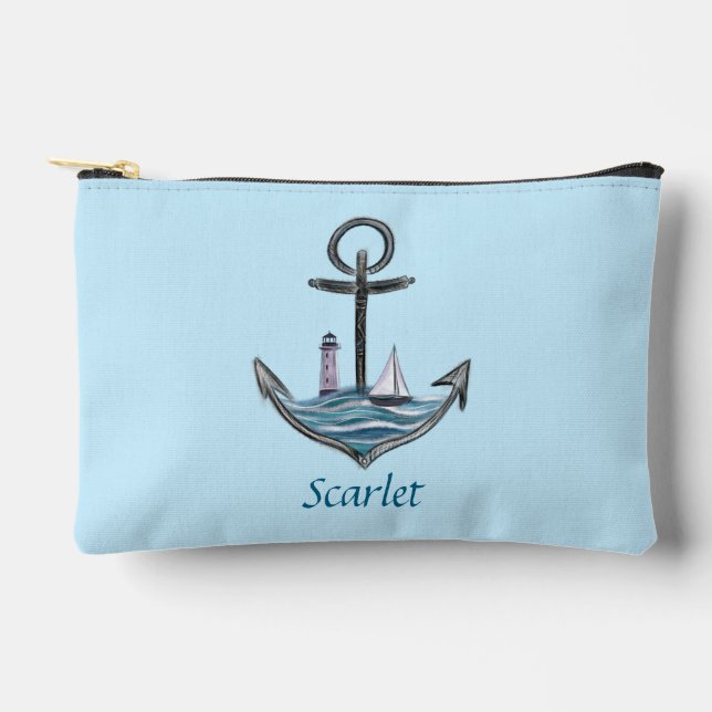 Personalizable Anchor & Lighthouse (Version 1) Accessory Pouch (Front)