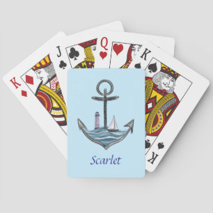 Personalizable Anchor & Lighthouse (Version 1) Playing Cards