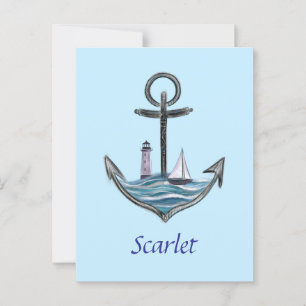 Personalizable Anchor & Lighthouse (Version 1) Postcard