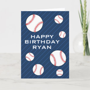 Personalizable Baseball Balls Happy Birthday Kids  Card