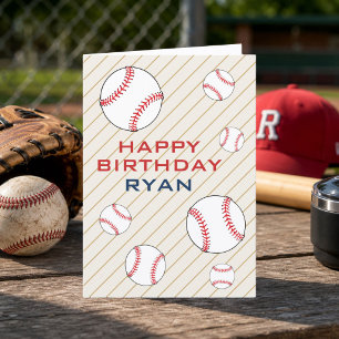 Personalizable Baseball Balls Happy Birthday Kids  Card