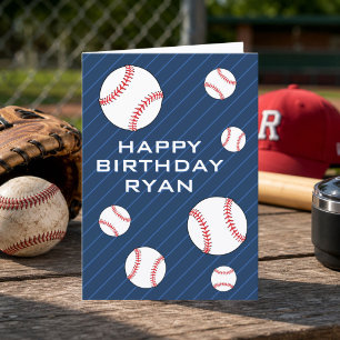 Personalizable Baseball Balls Happy Birthday Kids Card