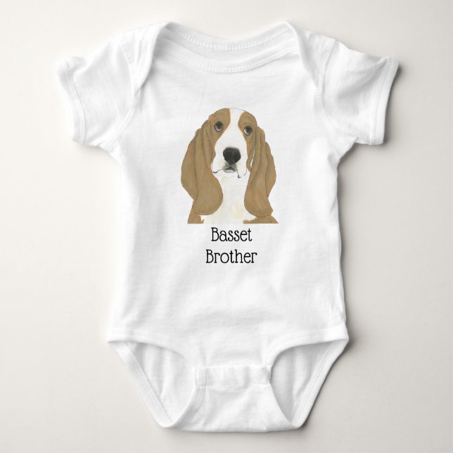 Personalizable Basset Hound Baby Bodysuit (Front)