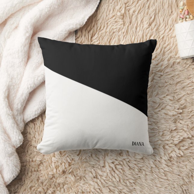 Personalizable black and white abstract diagonal   cushion (Blanket)