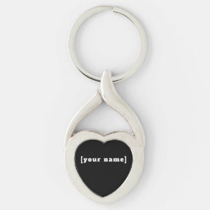 personalizable black and white with your name key ring