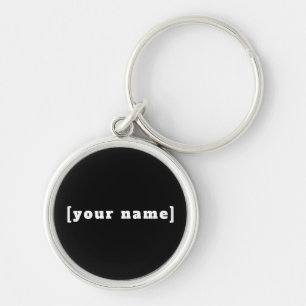personalizable black and white with your name key ring