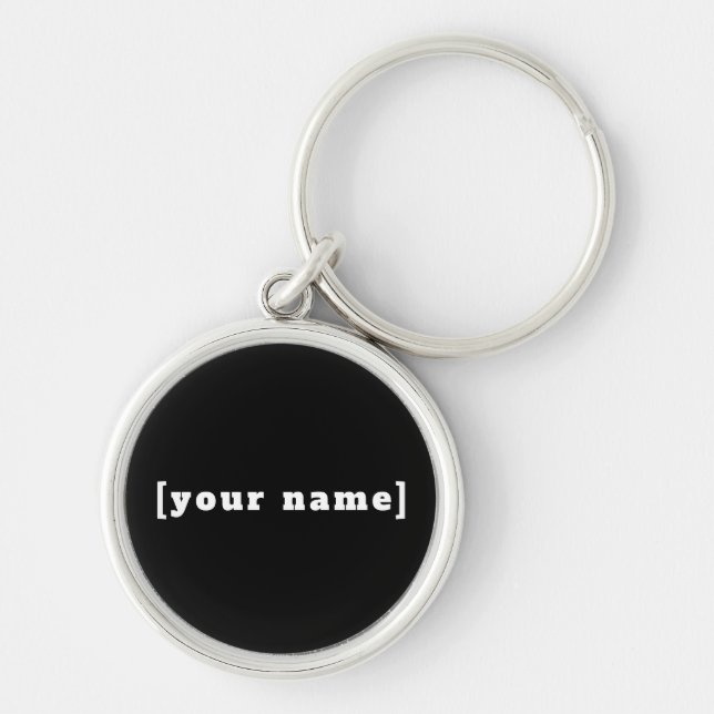 personalizable black and white with your name key ring (Front)